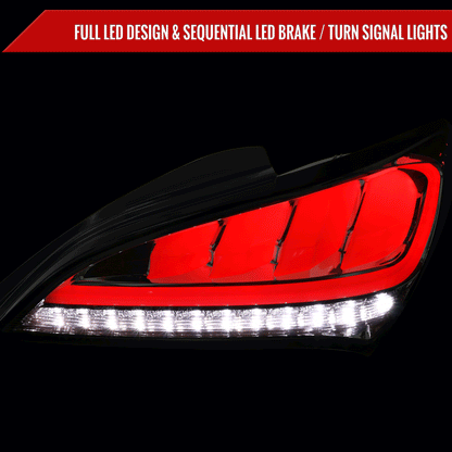 2010-2016 Hyundai Genesis Coupe White Bar Sequential LED Tail Lights (Chrome Housing/Smoked Lens)