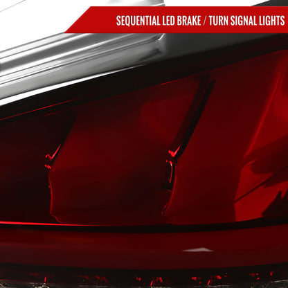 2010-2016 Hyundai Genesis Coupe White Bar Sequential LED Tail Lights (Chrome Housing/Red Smoked Lens)