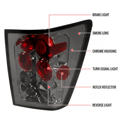 2005-2006 Jeep Grand Cherokee Tail Lights (Chrome Housing/Smoked Lens)