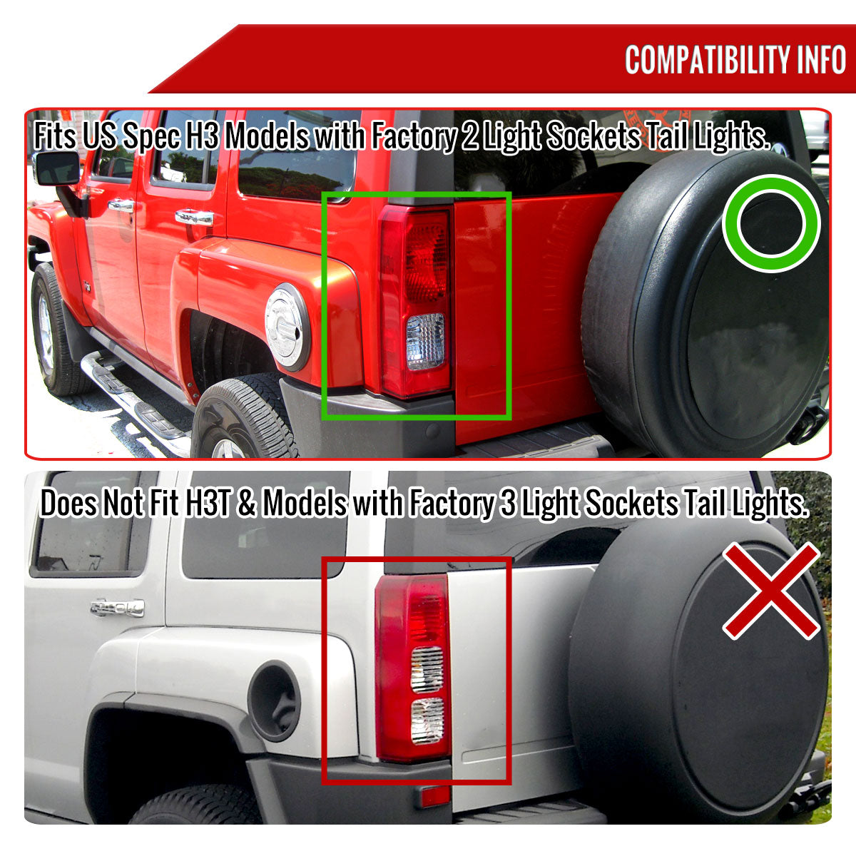 2005-2010 Hummer H3 Tail Lights (Chrome Housing/Smoked Lens)