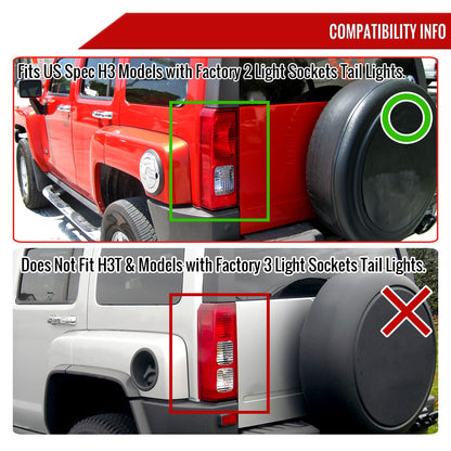 2005-2010 Hummer H3 Tail Lights (Chrome Housing/Red Smoked Lens)
