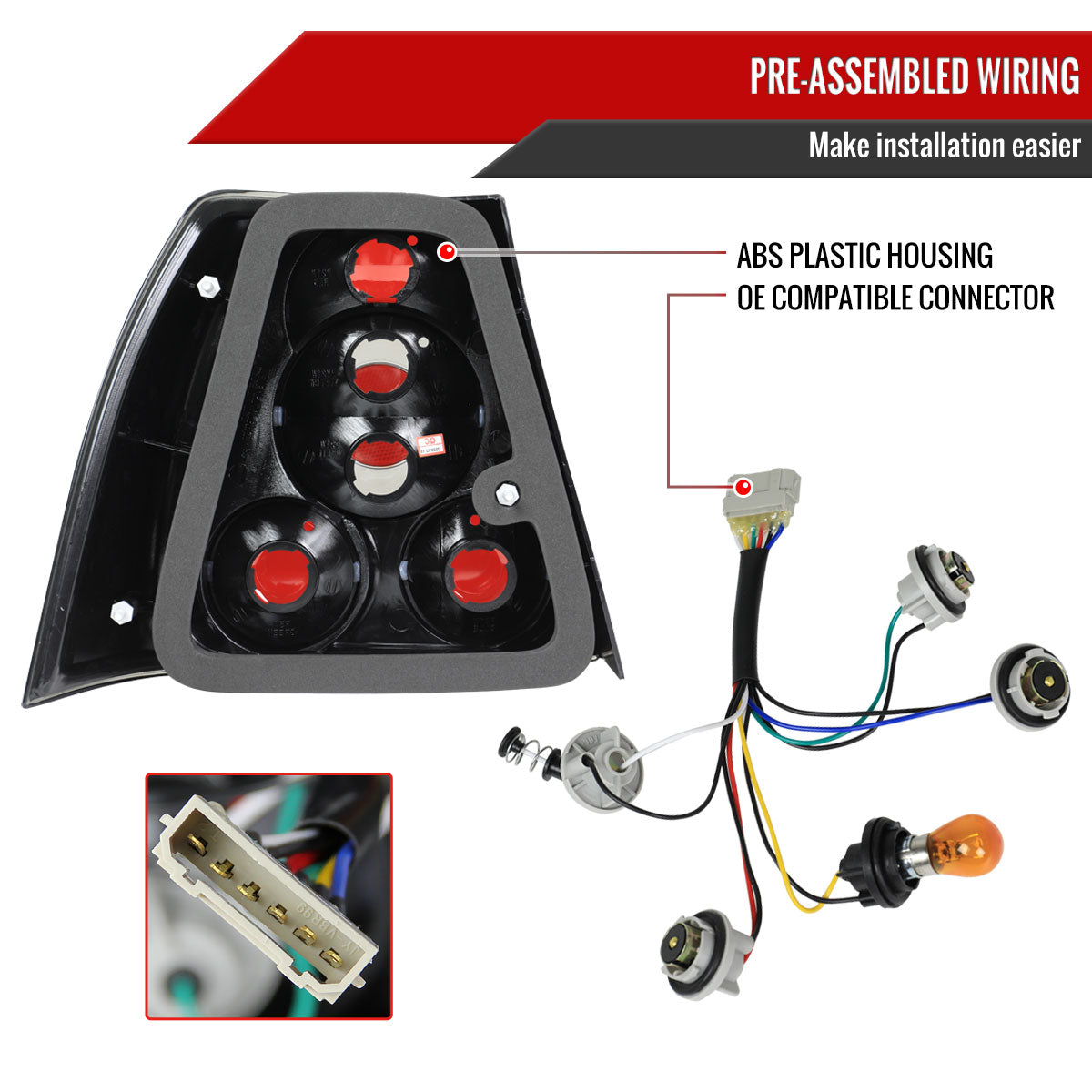 1999-2005 Volkswagen Jetta/Bora Mk4 Sedan Tail Lights (Chrome Housing/Clear Lens)