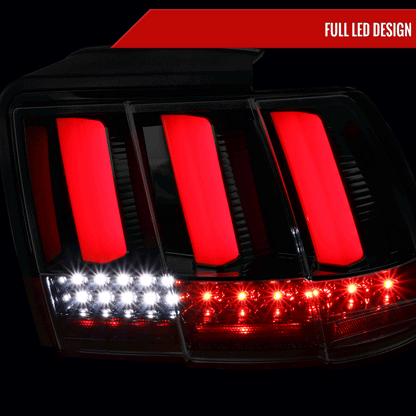 1999-2004 Ford Mustang Sequential LED Tail Lights (Jet Black Housing/Clear Lens)