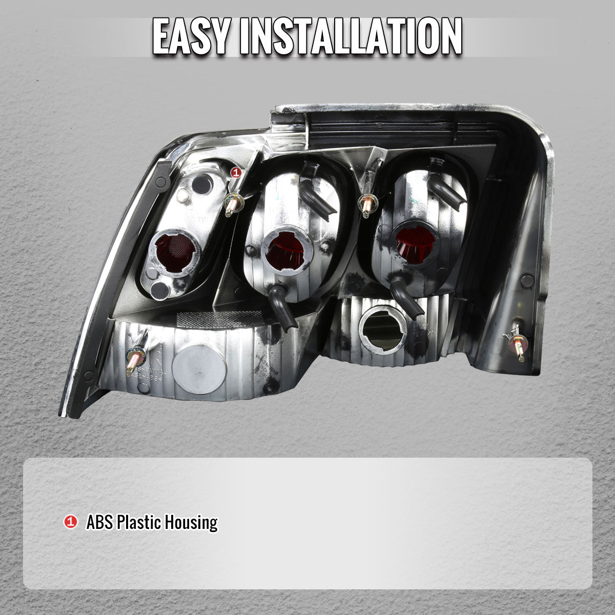 1999-2004 Ford Mustang Tail Lights (Chrome Housing/Smoked Lens)