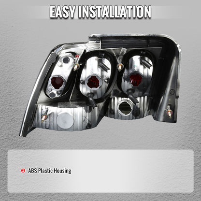 1999-2004 Ford Mustang Tail Lights (Chrome Housing/Smoked Lens)