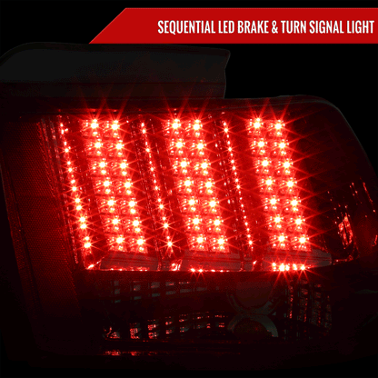 1999-2004 Ford Mustang Sequential LED Tail Lights - RS (Chrome Housing/Smoked Lens)