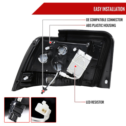 1999-2004 Ford Mustang Sequential LED Tail Lights - RS (Chrome Housing/Smoked Lens)
