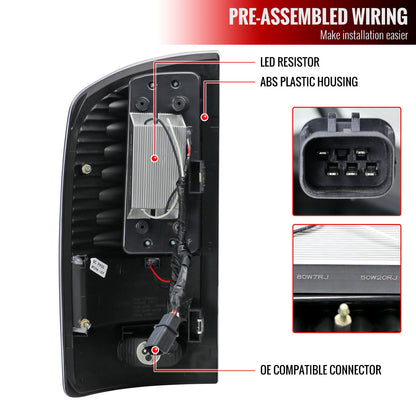 2002-2006 Dodge RAM LED Tail Lights (Matte Black Housing/Clear Lens)