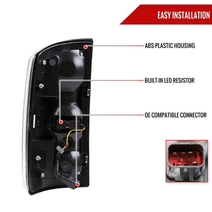 2002-2006 Dodge RAM 1500/2500/3500 Red LED Bar Tail Lights (Matte Black Housing/Clear Lens)