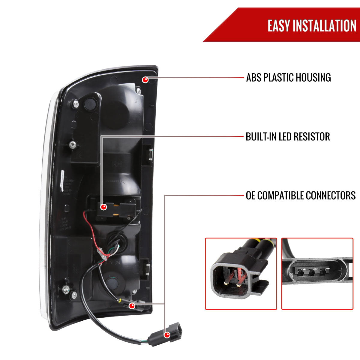 2007-2009 Dodge RAM 1500/2500/3500 Red LED Bar Tail Lights (Matte Black Housing/Smoked Lens)