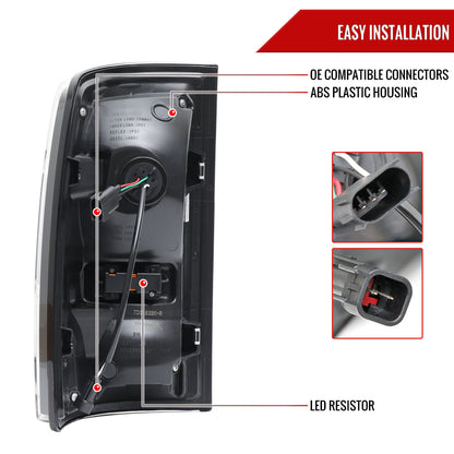 2009-2018 Dodge RAM 1500/2010-2018 RAM 2500 3500 White LED Bar Tail Lights (Black Housing/Smoked Lens)