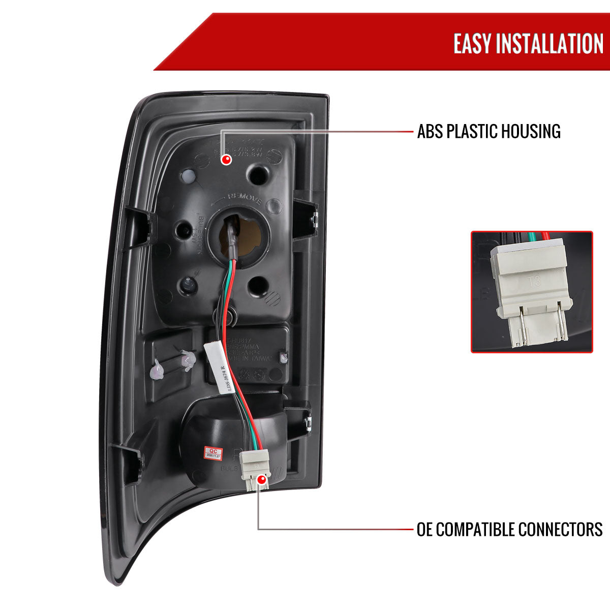 2009-2018 Dodge RAM 1500 / 2019-2021 RAM Classic / 2010-2018 RAM 2500 3500 White Bar LED Tail Lights (Glossy Black Housing/Clear Lens)