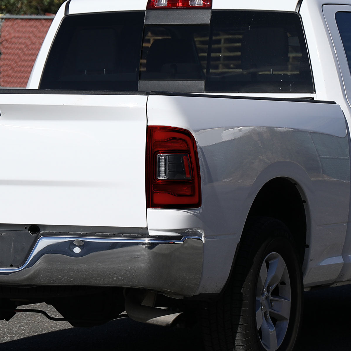 2009-2018 Dodge RAM 1500/2019-2022 RAM 1500 Classic/2010-2018 RAM 2500 3500 LED Bar Tail Lights (Matte Black Housing/Red Clear Lens)