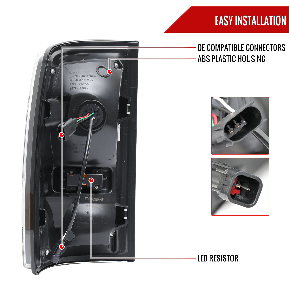 2009-2018 Dodge RAM 1500/2019-2022 RAM 1500 Classic/2010-2018 RAM 2500 3500 Red LED Bar Tail Lights (Matte Black Housing/Smoked Lens)