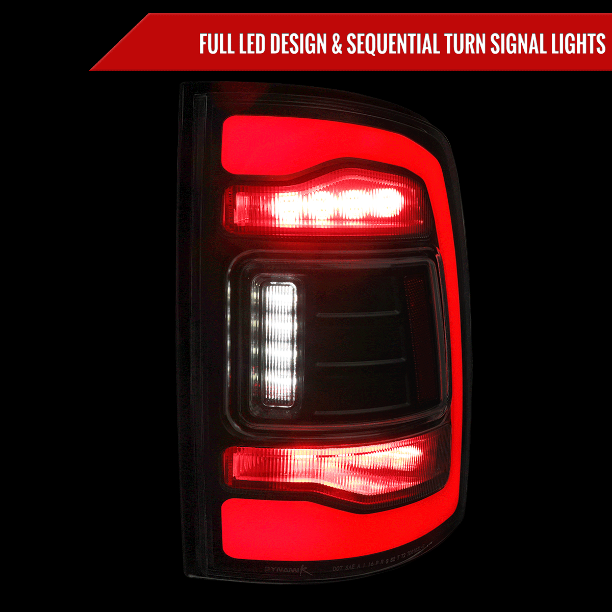 2013-2018 RAM 1500/2500/3500 Sequential Signal LED Tail Lights (Black Housing/Smoked Lens)