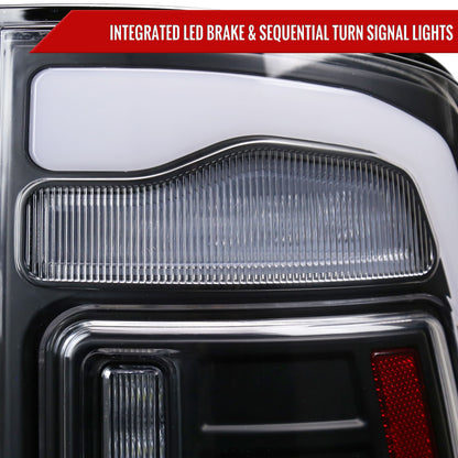 2013-2018 RAM 1500/2500/3500 Sequential Signal LED Tail Lights (Matte Black Housing/Clear Lens)