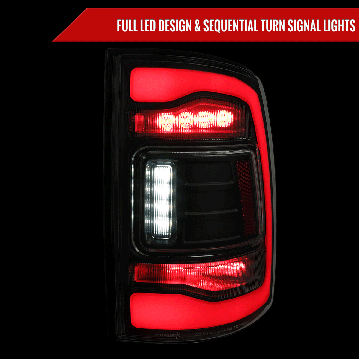 2013-2018 RAM 1500/2500/3500 Sequential Signal LED Tail Lights (Matte Black Housing/Smoked Lens)