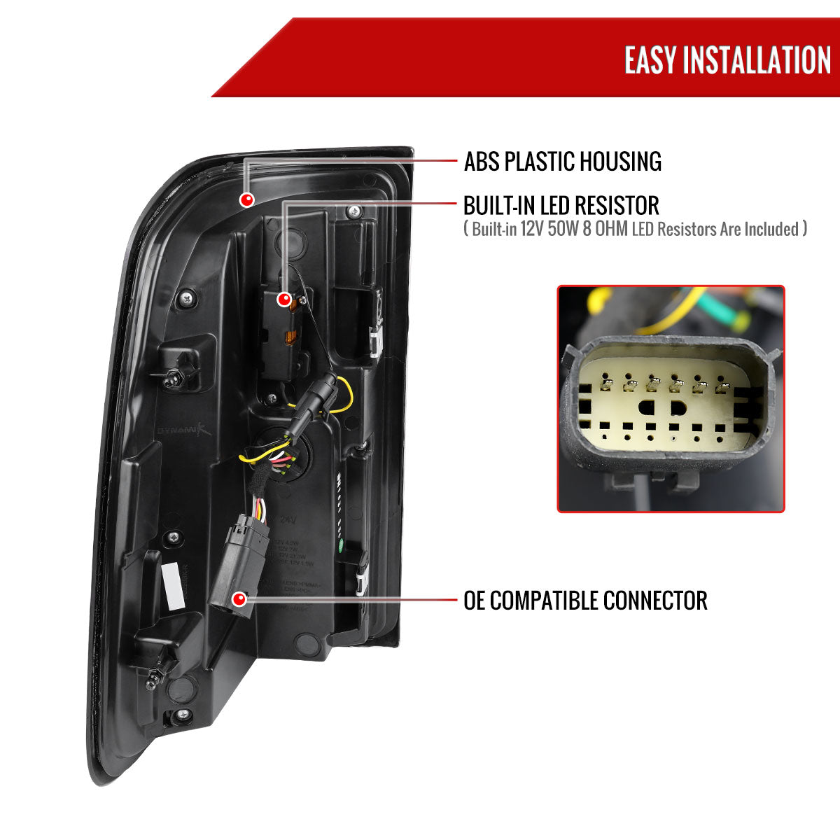 2019-2024 Dodge RAM 1500 Tail Light w/ Sequential Turn Signal LED Strip and LED Side Marker Brake Reverse (Glossy Black Housing / Smoked Lens)