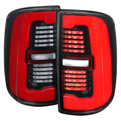 2019-2024 Dodge RAM 2500/3500 LED Sequential Signal Tail Lights (Jet Black Housing / Clear Lens)