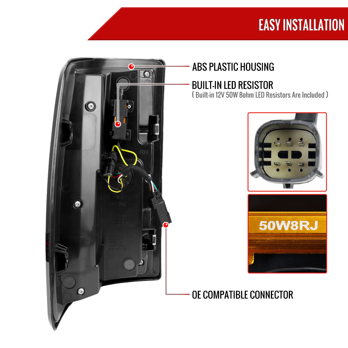 2019-2024 Dodge RAM 2500/3500 Red LED Bar Sequential Signal Tail Lights (Black Housing / Clear Lens)
