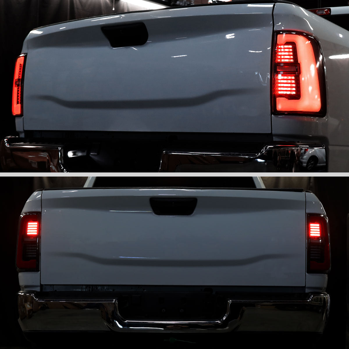 2019-2024 Dodge RAM 2500/3500 Red LED Bar Sequential Signal Tail Lights (Black Housing / Clear Lens)