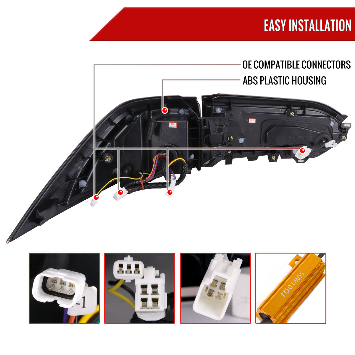 2019-2024 Toyota RAV4 White LED Bar Sequential Signal Tail Lights (Matte Black Housing/Clear Lens)