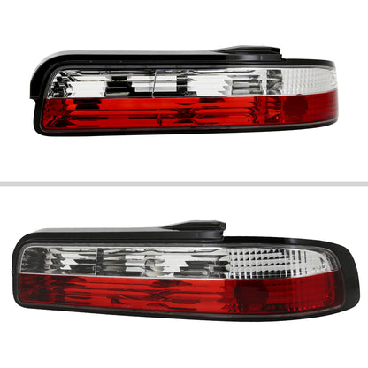 1989-1994 Nissan 240SX S13 Coupe Tail Lights (Chrome Housing/Red Clear Lens)