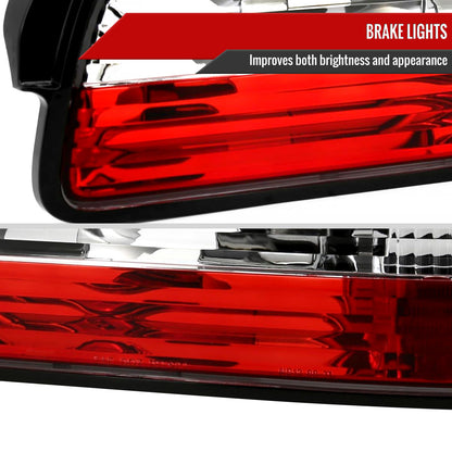 1989-1994 Nissan 240SX S13 Coupe Tail Lights (Chrome Housing/Red Clear Lens)