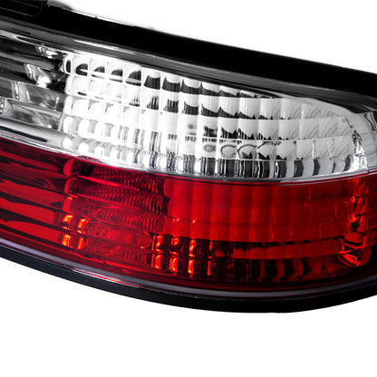 1989-1994 Nissan 240SX S13 Coupe Tail Lights (Chrome Housing/Red Clear Lens)