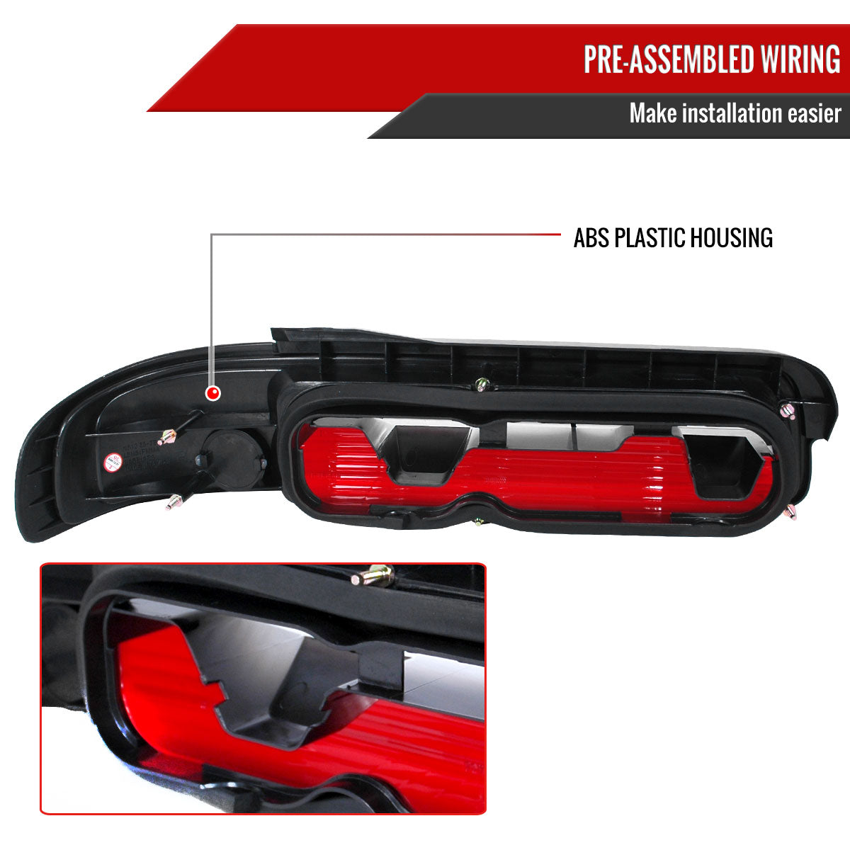 1989-1994 Nissan 240SX S13 Coupe Tail Lights (Chrome Housing/Red Clear Lens)