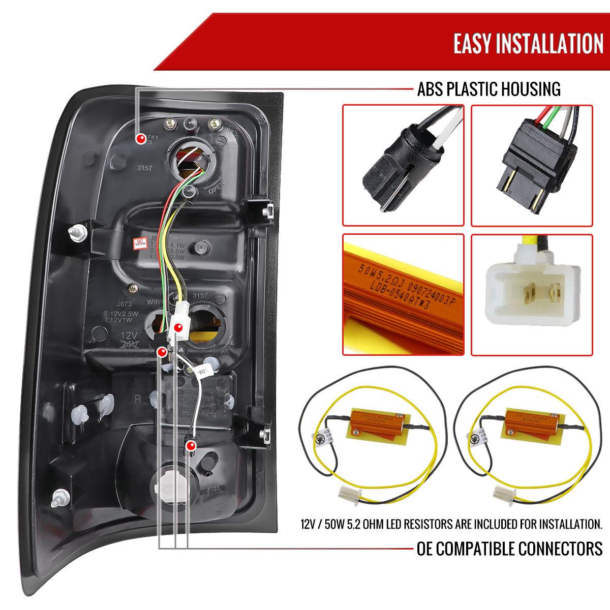 2007-2013 GMC Sierra 1500 / 2007-2014 Sierra 2500HD 3500HD C-Bar LED Tail Lights (Jet Black Housing/Clear Lens)