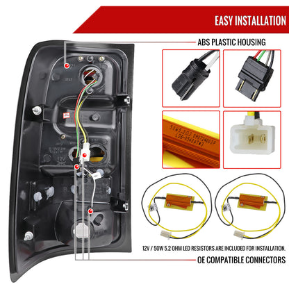 2007-2013 GMC Sierra 1500 / 2007-2014 Sierra 2500HD 3500HD C-Bar LED Tail Lights (Jet Black Housing/Clear Lens)