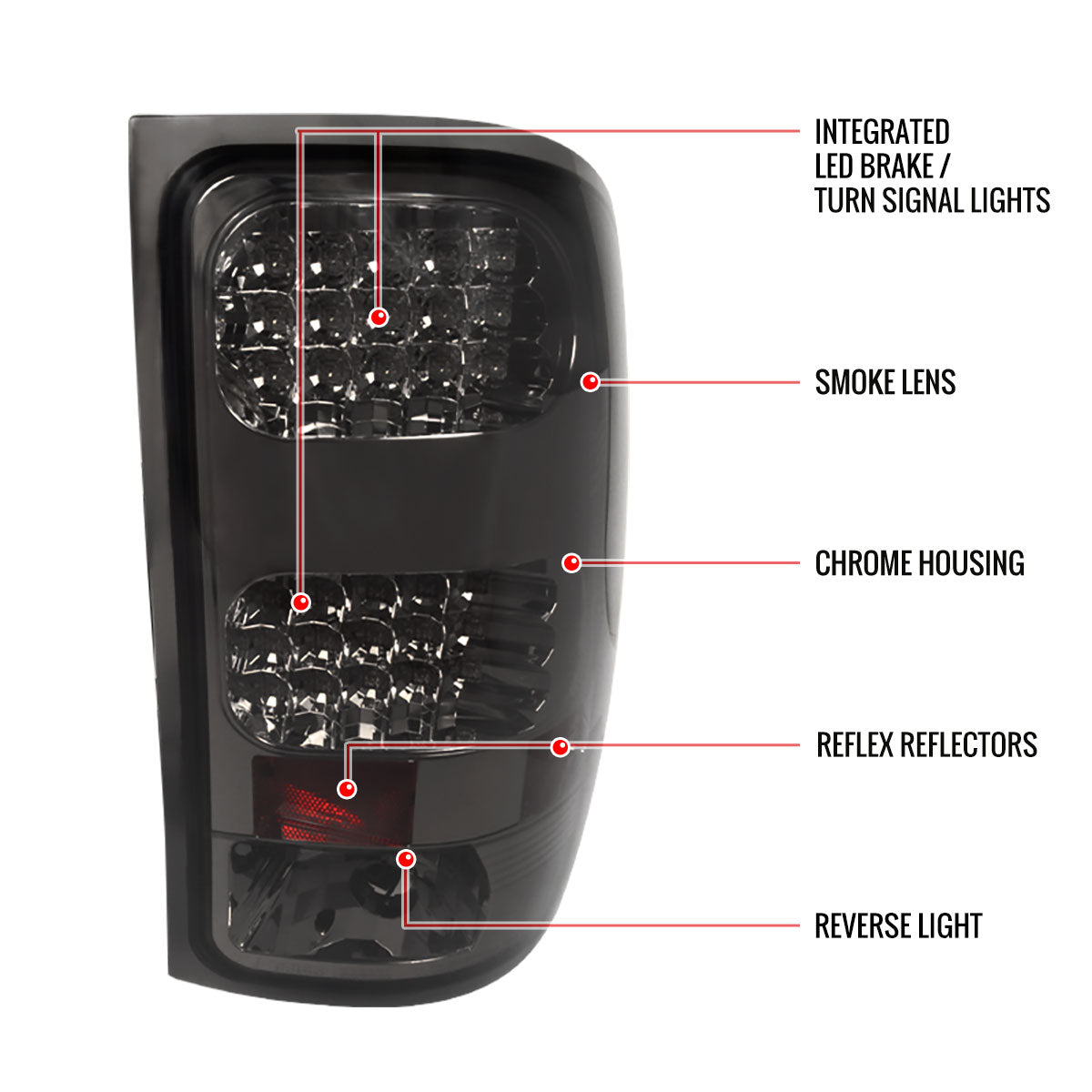2007-2014 GMC Sierra LED Tail Lights (Chrome Housing/Smoked Lens)