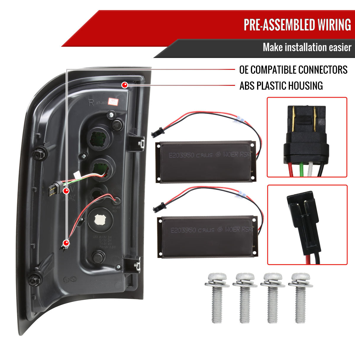 2014-2018 GMC Sierra 1500/2500HD/3500HD Red Bar LED Tail Lights (Black Housing/Clear Lens)