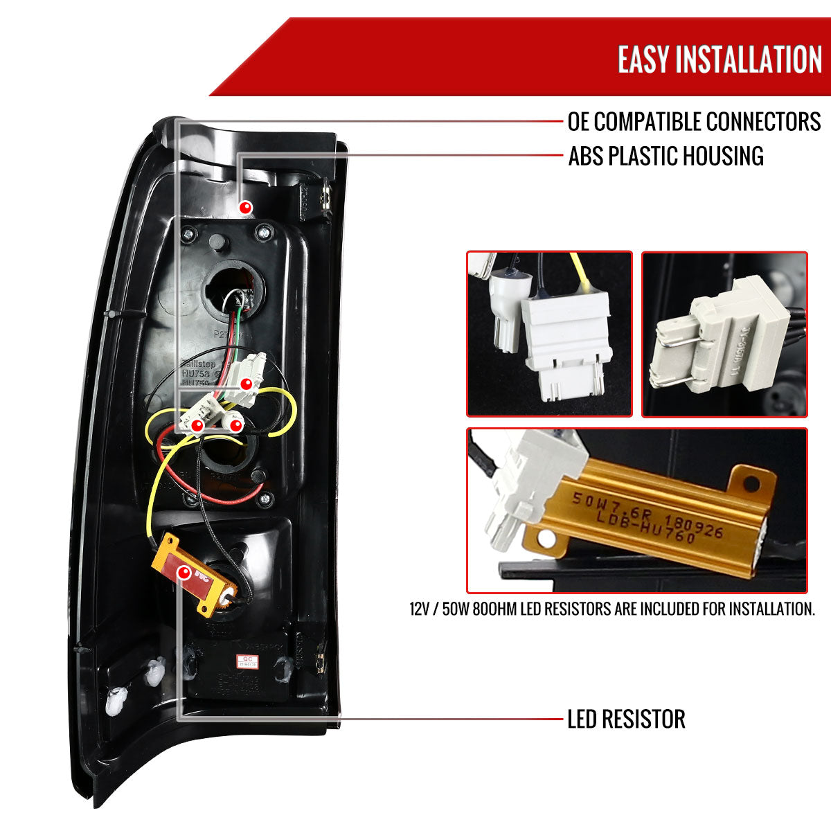 2003-2006 Chevrolet Silverado LED Tail Lights - G2 (Chrome Housing/Red Clear Lens)