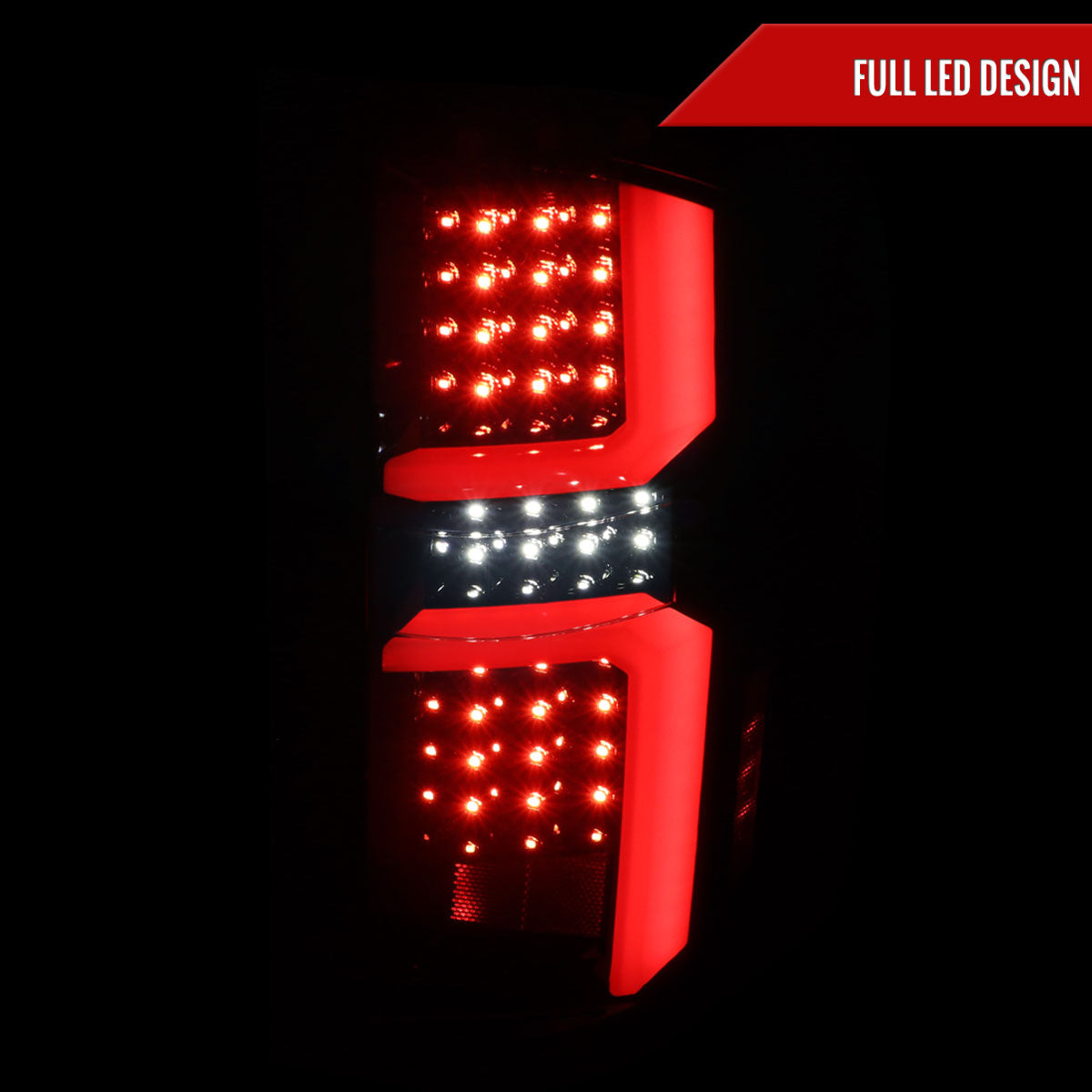 2007-2013 Chevrolet Silverado 1500/ 2007-2014 Silverado 2500HD/3500HD LED Tail Lights with White LED Bar (Glossy Black Housing/Dark Smoked Lens)