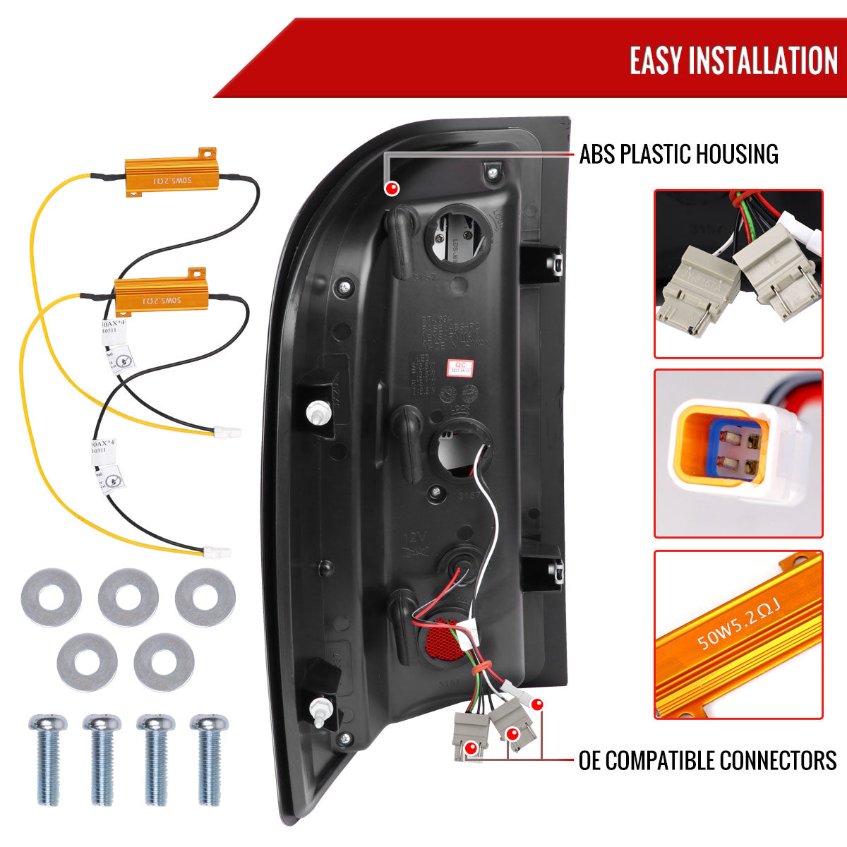2007-2013 Chevrolet Silverado 1500/ 2007-2014 Silverado 2500HD/3500HD LED Tail Lights with White LED Bar (Glossy Black Housing/Dark Smoked Lens)