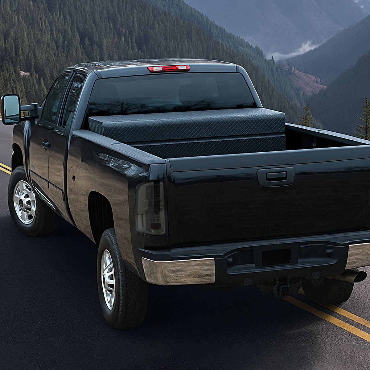 2007-2013 Chevrolet Silverado 1500/ 2007-2014 Silverado 2500HD/3500HD LED Tail Lights with White LED Bar (Chrome Housing/Smoked Lens)
