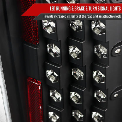 2007-2014 Chevrolet Silverado LED Tail Lights - OZ (Matte Black Housing/Clear Lens)
