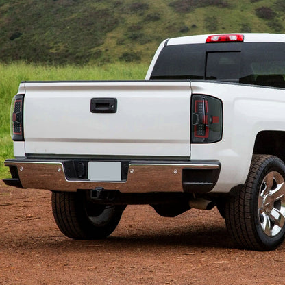 2014-2018 Chevrolet Silverado 1500/ 2015-2019 Silverado 2500HD 3500HD GMC Sierra 3500HD LED Tail Lights (Jet Black Housing/Clear Lens)