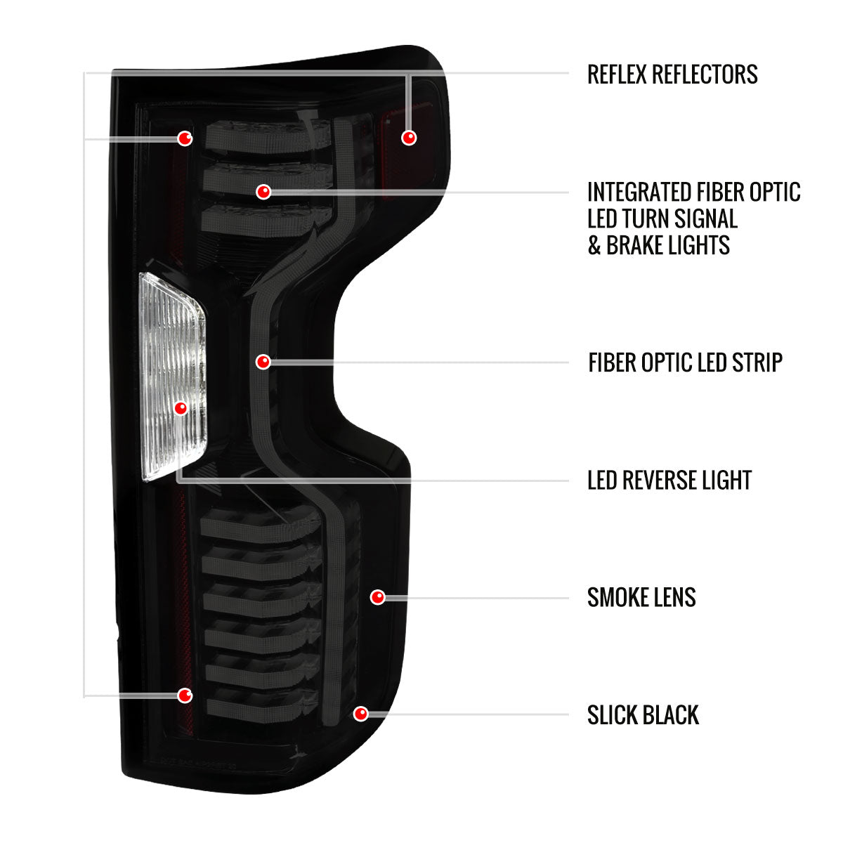 2019-2023 Chevrolet Silverado 1500 / 2020-2023 Silverado 2500HD/3500HD LED Tail Lights (Matte Black Housing/Smoked Lens)