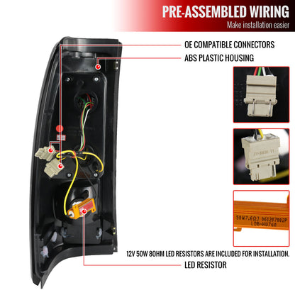 1999-2002 Chevrolet Silverado/ 1999-2006 GMC Sierra LED Tail Lights (Chrome Housing/Clear Lens)