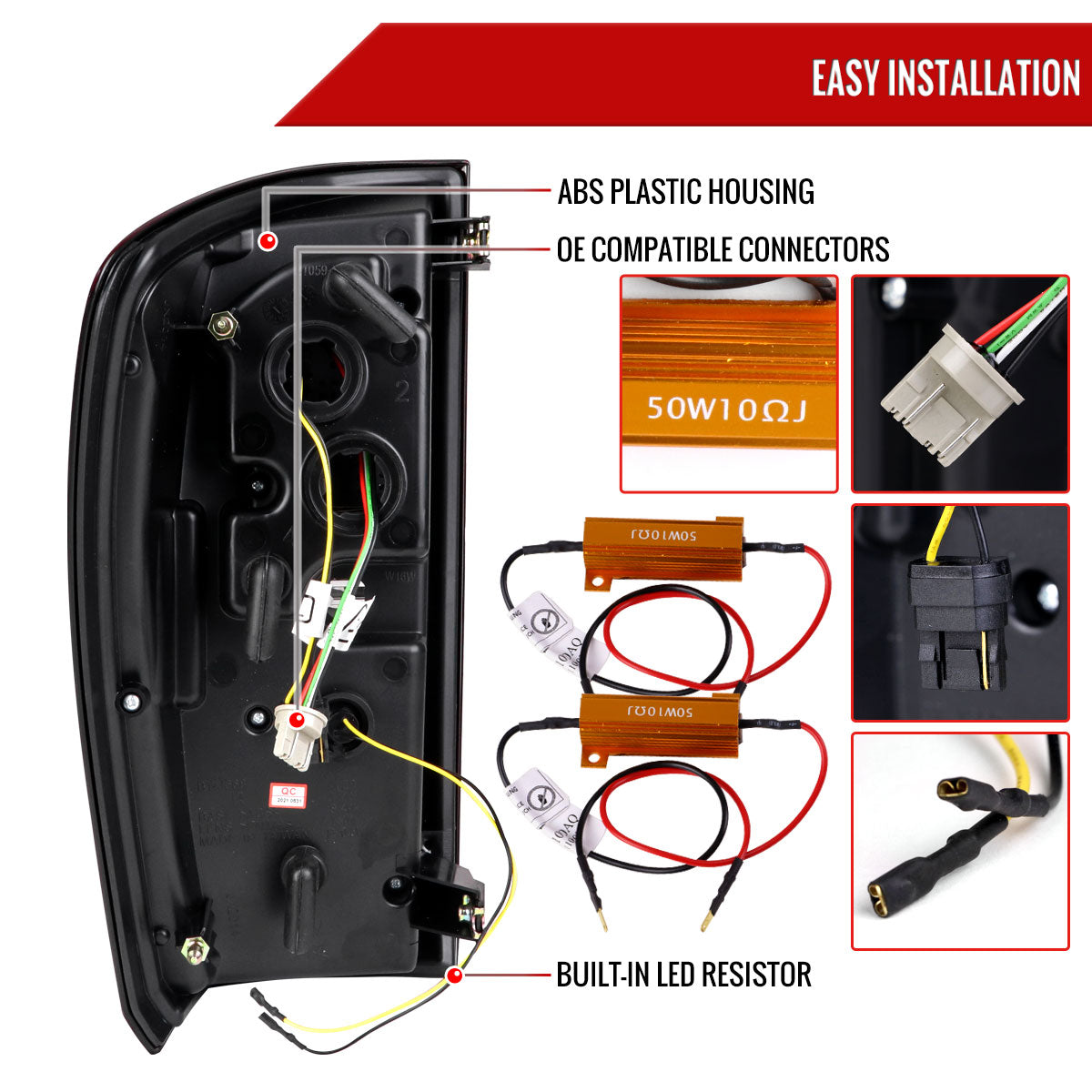 2016-2022 Toyota Tacoma LED Bar Tail Lights (Chrome Housing/Red Clear Lens)