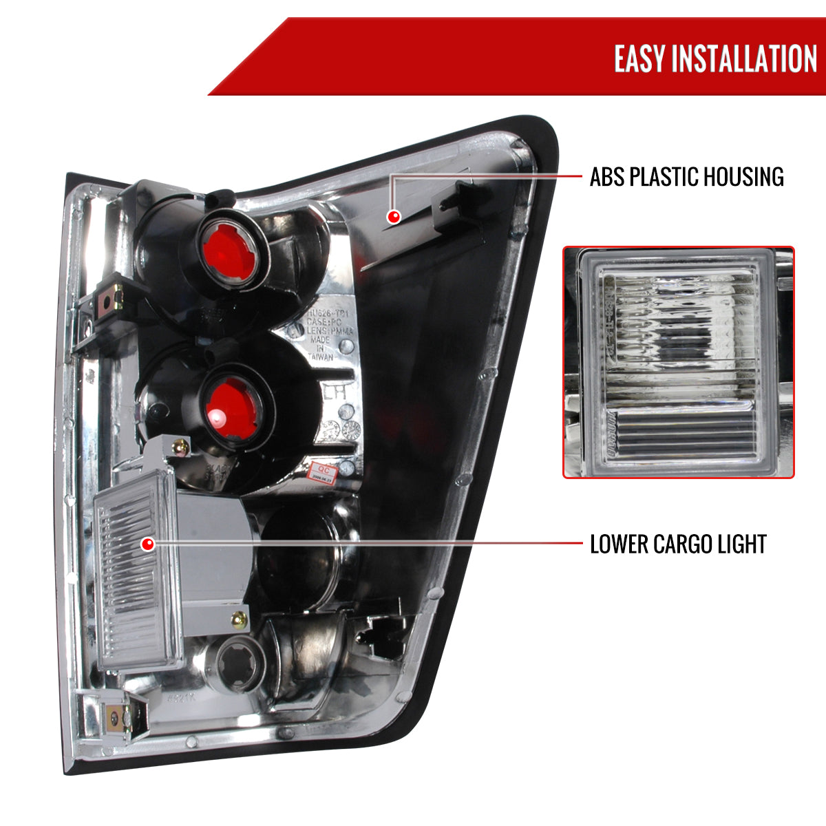 2004-2015 Nissan Titan Tail Lights (Chrome Housing/Clear Lens)