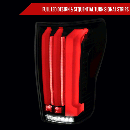 2007-2013 Toyota Tundra Sequential White LED Bar Tail Lights (Matte Black Housing/Clear Lens)