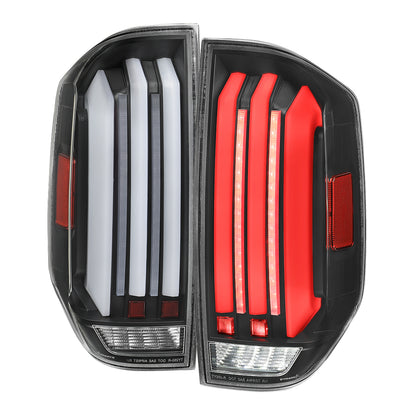 2014-2021 Toyota Tundra Facelift Style Full LED Tail Lights with Sequential Turn Signal (Matte Black Housing/Clear Lens)
