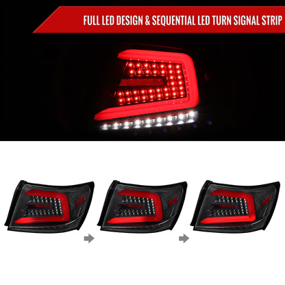 2008-2014 Subaru ImprezaWRX/STI Red LED Bar Sequential Turn Signal Tail Lights (Matte Black Housing/Clear Lens)