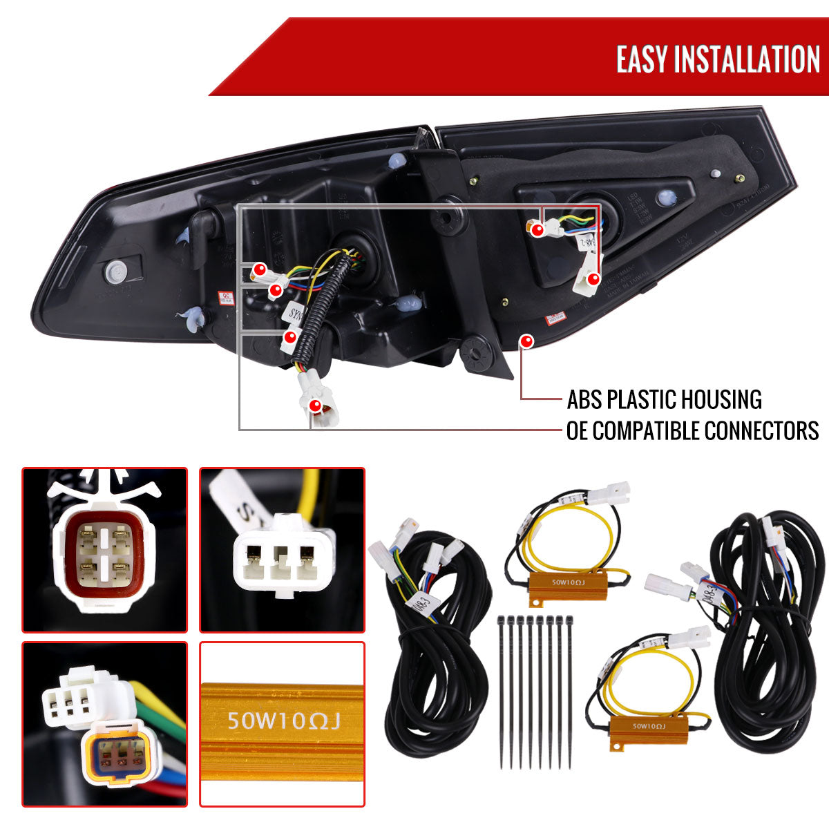 2008-2014 Subaru Impreza WRX Hatchback LED White Sequential Tube Tail Lights (Matte Black Housing/Clear Lens)