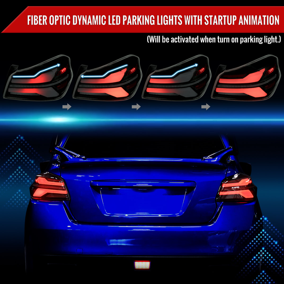 2015-2021 Subaru WRS STi Tail Light w/ Sequential LED Turn SignaL and LED Side Marker Brake Reverse (Black Housing / Smoked Lens)