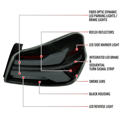 2015-2021 Subaru WRS STi Tail Light w/ Sequential LED Turn SignaL and LED Side Marker Brake Reverse (Black Housing / Smoked Lens)